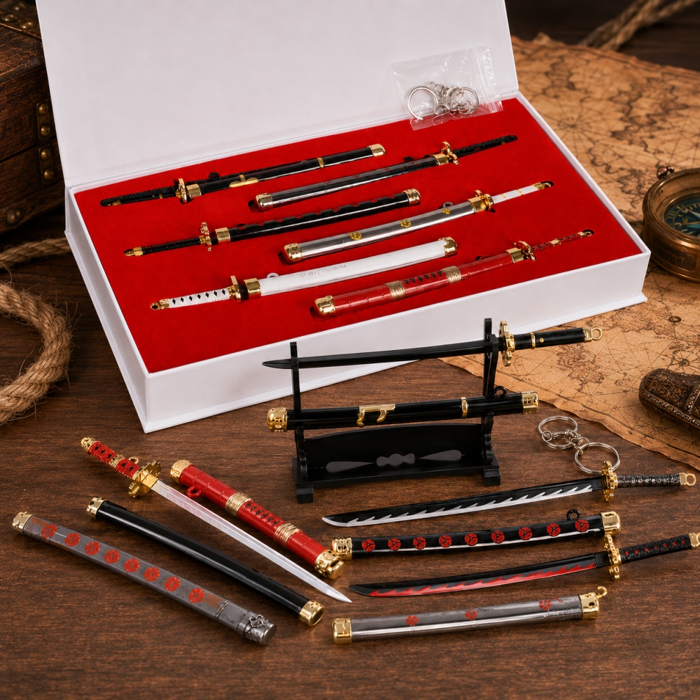 Cosplay Prop Dagger - 애니메이션 원피스 조로 검 열쇠고리 박스