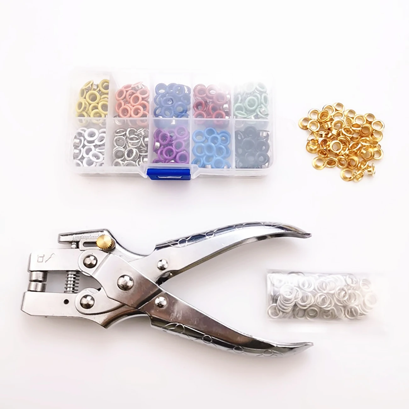 Snap Plier Setter - 300pcs 컬러 Eyelets 및 100 Golden