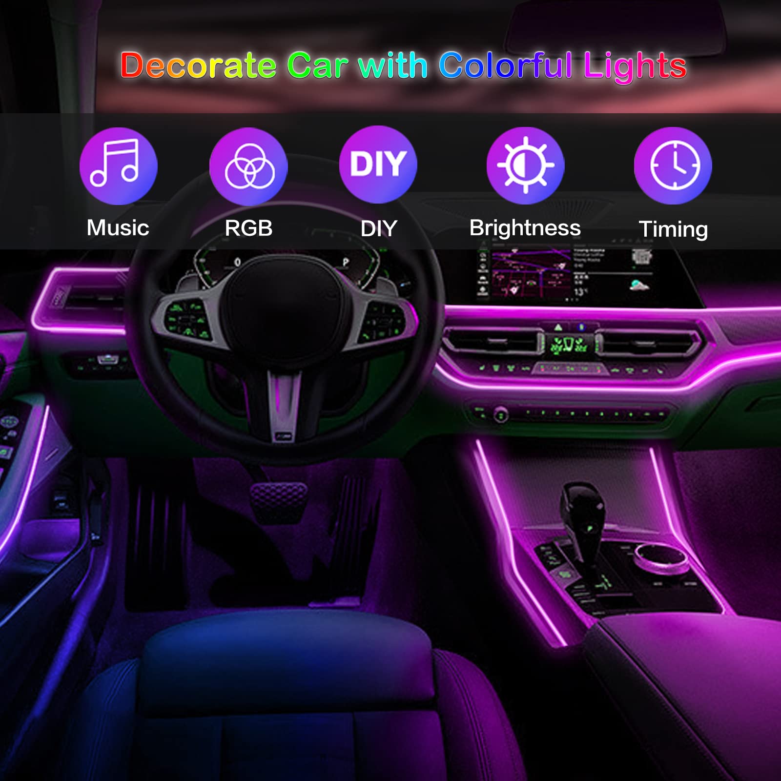 LED 자동차 인테리어 앰비언트 스트립 조명, RGB  - Led El Wire 리뷰 및 가격