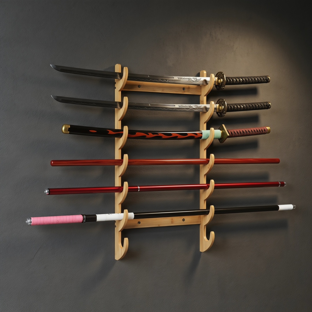 8단 벽걸이 검 보관대 지지대 애니메이션 코스프레 나무 - Cosplay Prop Katana 리뷰 및 가격